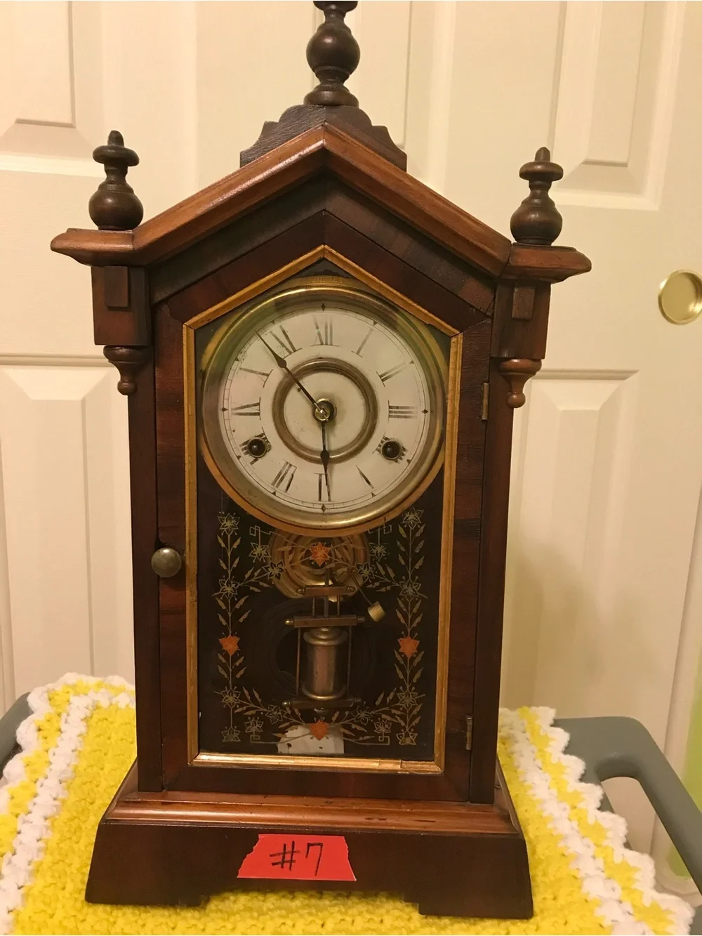 Antique-Style Wooden Mantel Clock Wall Decor in Brown